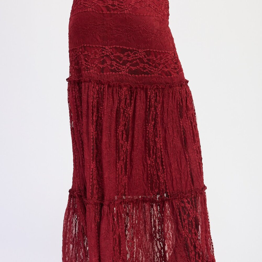 Red Lace Maxi Skirt - Picture 6 of 6